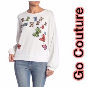 GO COUTURE CREW NECK DOLMAN BALLOON SLEEVE SWEATER